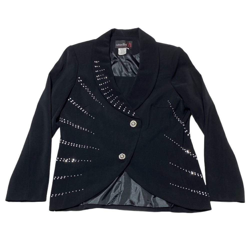 STUDIO B Asymmetrical Sequined Button Jacket 12 - Picture 5 of 11